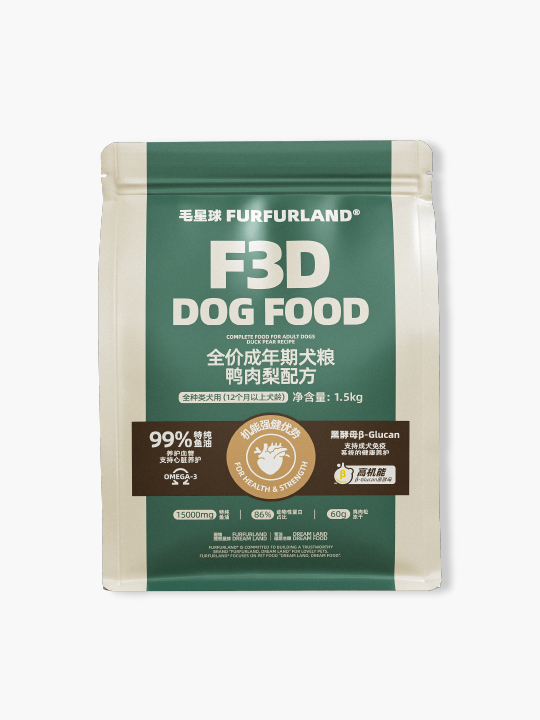毛星球F3 成年期犬用鲜肉膨化粮 - 鸭肉梨配方